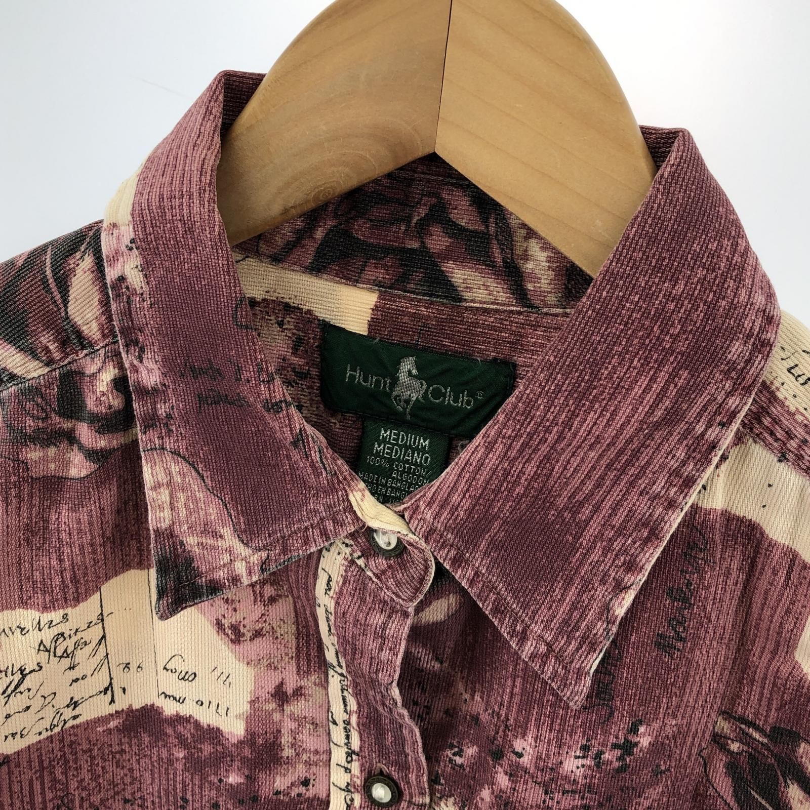 HUNT CLUB ハントクラブ 総柄長袖シャツ sizeM/パープル系