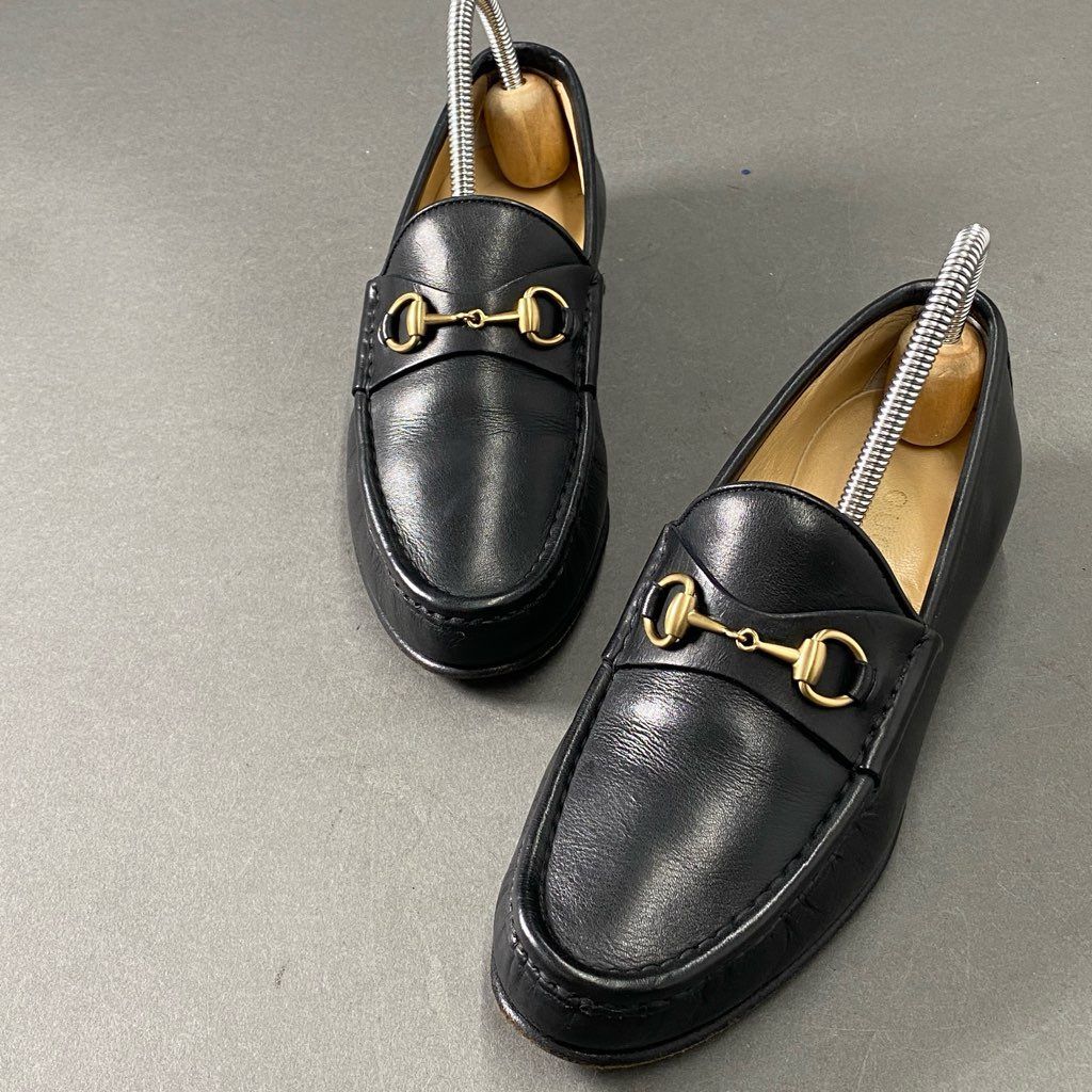 3f2 GUCCI グッチ ホースビットローファー 6 1/2 ブラック