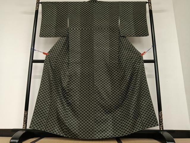平和屋着物●上質な小紋 菱文 正絹 AAAV7429zg