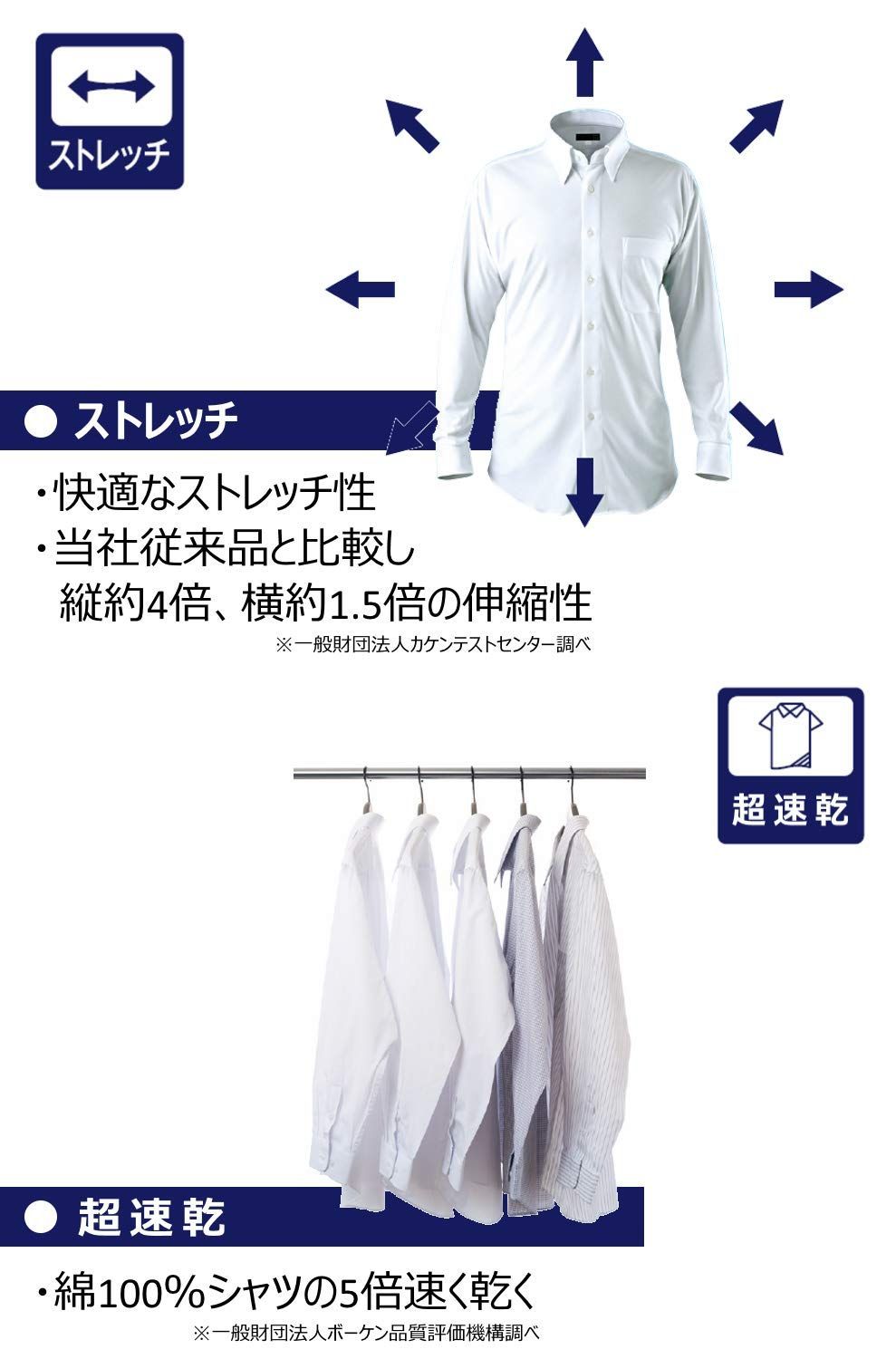 アイシャツ] I-SHIRT 完全ノーアイロン ストレッチ 超速乾 スリム