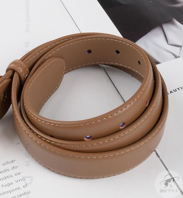 美品 LEFIJE レザーベルト bshop販売品 ブラウン キャメル ベルト レディース 牛革 革 レザー ユニセックス シンプル