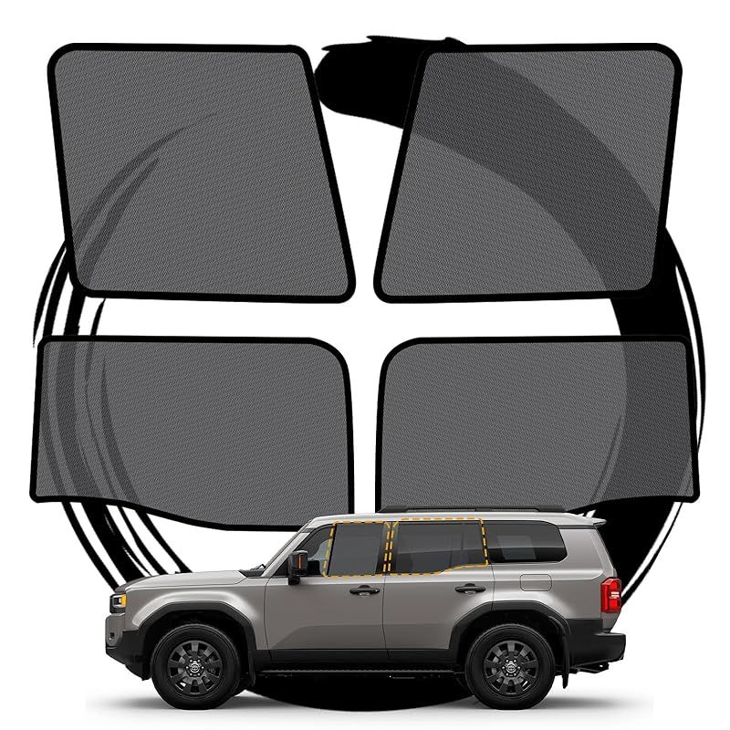 ruiya 2025 トヨタ ランドクルーザー 250 サンシェード メッシュカーテン ランクル250 メッシュシェード 車窓日よけ 車用サンシェード サイドガラス用 遮光カーテン UVカット 日よけ マグネット式 虫除け ランクル カ 0