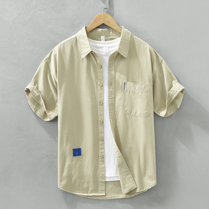 半袖シャツ 上質 コットンシャツ メンズ Tシャツ 新品  夏 サマー 半袖シャツ  心地良しＭ～3ＸＬ  ベージュ