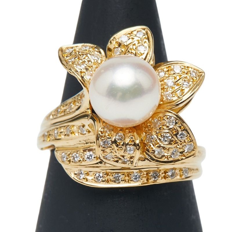 花 フラワー モチーフ K18YG イエローゴールド レディース 1-0235831