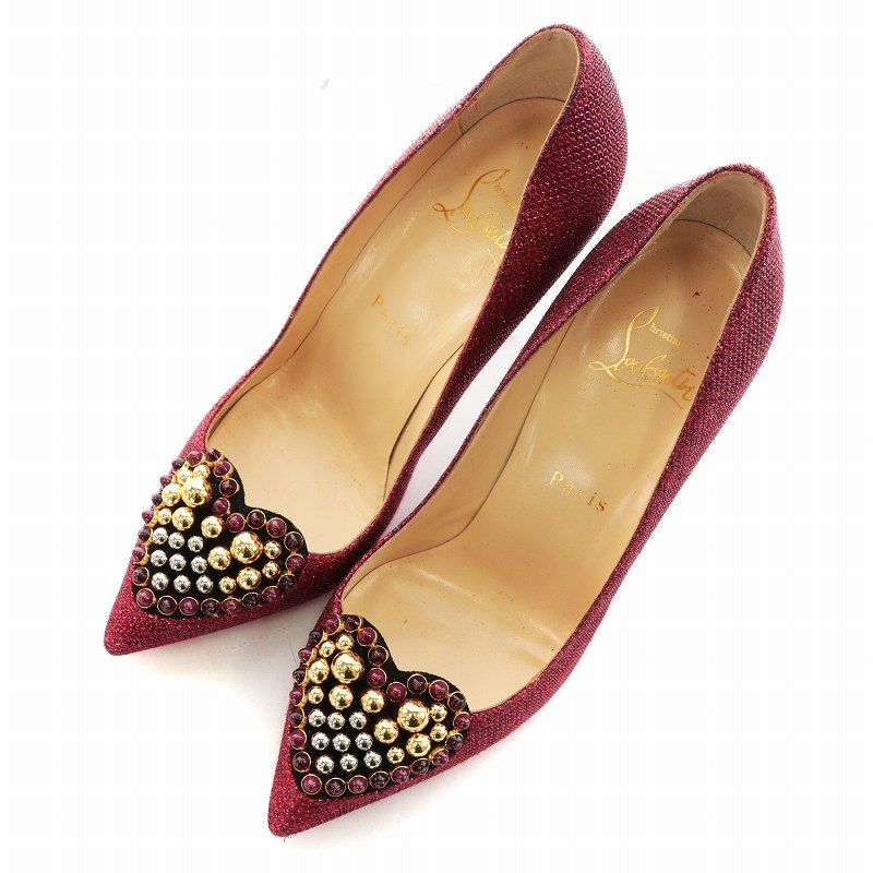 クリスチャンルブタン Christian louboutin パンプス ピンヒール ポインテッドトゥ ハート グリッター 36.5 23.5cm ピンク  □GY11 /MQ - メルカリ