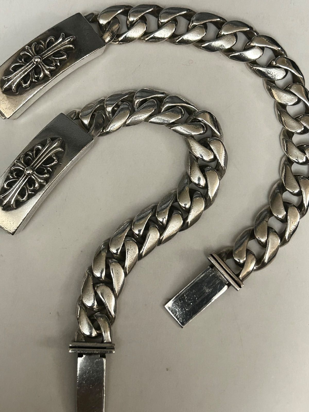 クロムハーツ 希少1992年刻印 IDブレス 13リンク フローラルクロス 得