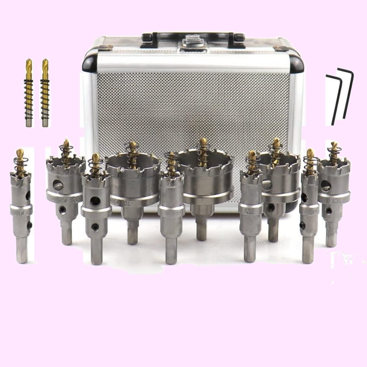 NumberOfItems:10 超硬 ホールソー ホールカッター ステンレス 鉄 金属 穴あけ タングステン合金チップ 電動ドリル ホルソ ホールソー セット 10本 （16 mm、18 mm、20 mm、22 mm、25 mm、26 mm、28 mm、30