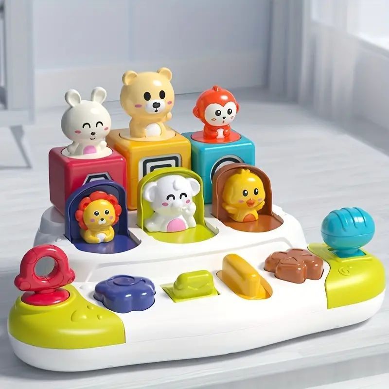 ポップアップアニマルおもちゃかくれんぼ猫因果関係ボックスおもちゃ、ポップアップスイッチサプライズボックス、ポップアップ音楽早期教育パズルベビー