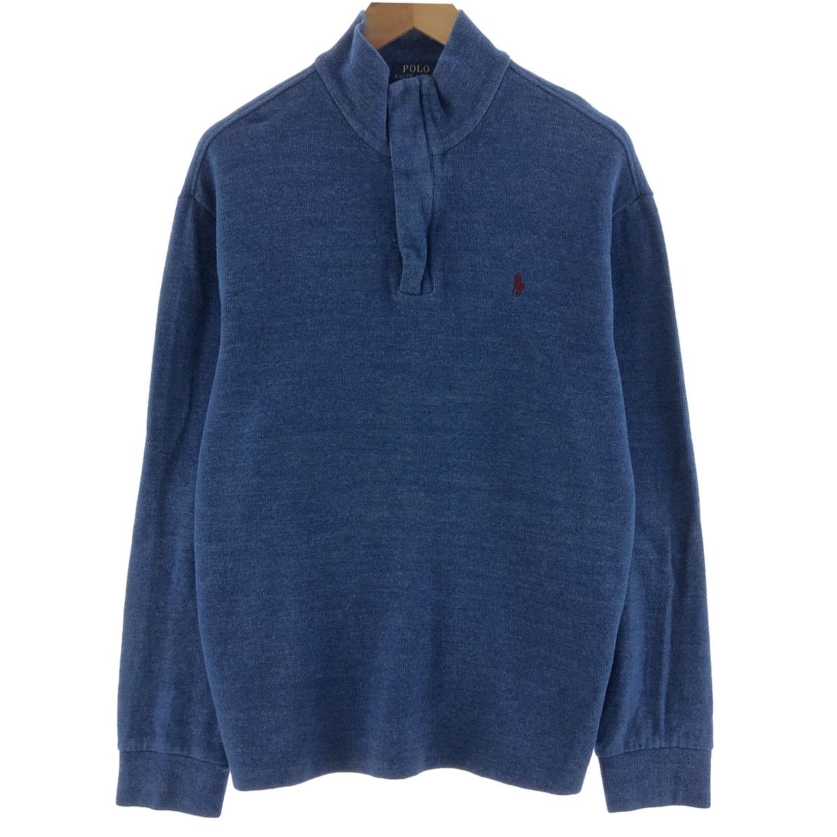 古着 ラルフローレン Ralph Lauren POLO RALPH LAUREN エルボーパッチ付き ハーフボタン コットンニットハーフジップセーター/eaa380874
