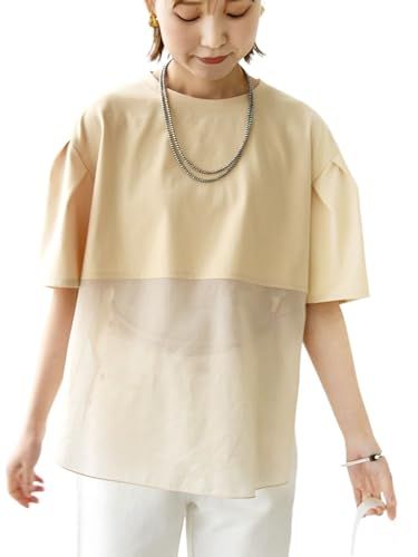 [シップス レディース] SHIPS for women カットソー 裾シアーコンビカットソー レディース 312312880 Beige1