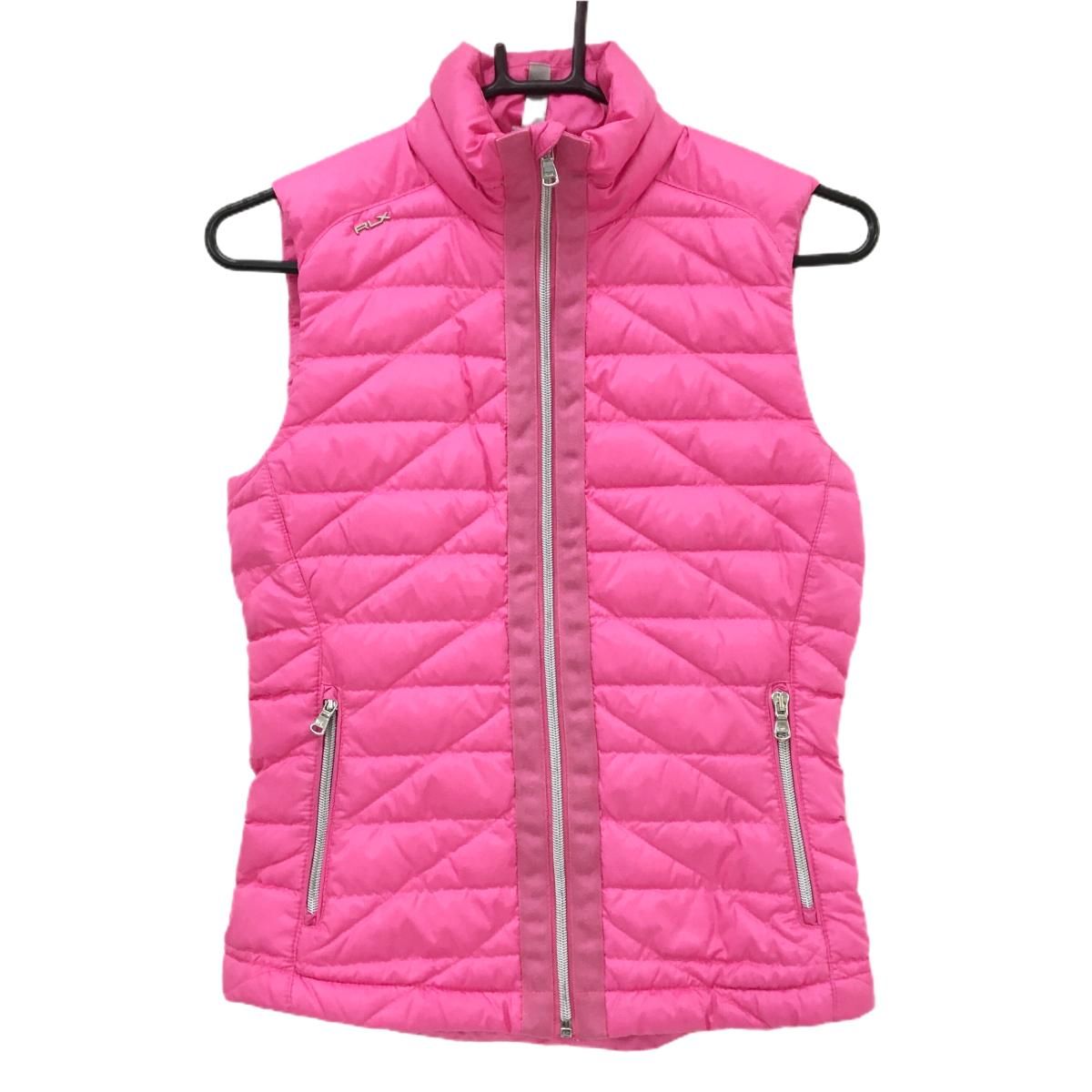 RLXラルフローレン ダウンベスト ピンク キルティング 胸元ロゴ ダウン75％ レディース XS ゴルフウェア Ralph Lauren