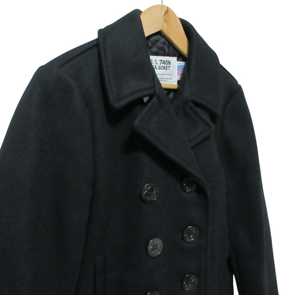 【SCHOTT】美品 ショットU.S. 740N PEACOAT ブラック 42 Schott N.Y.C ショット USA LINE 740 32oz ダブルブレスト