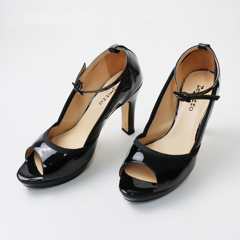 repetto エナメルアンクルストラップ パンプス レペット repetto アンクルストラップ オープントゥ エナメル