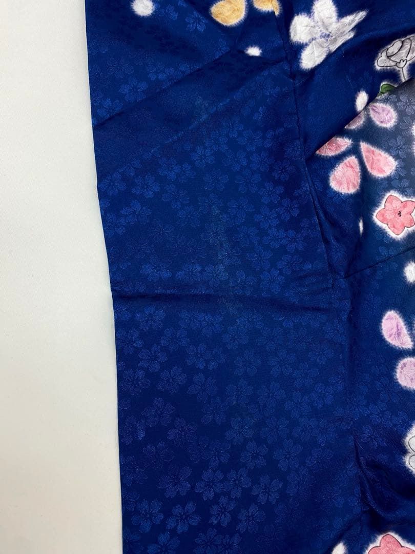 振袖 総絞り 波模様に蝶々 花模様 菊 黒色 金彩 トールサイズ K-5454