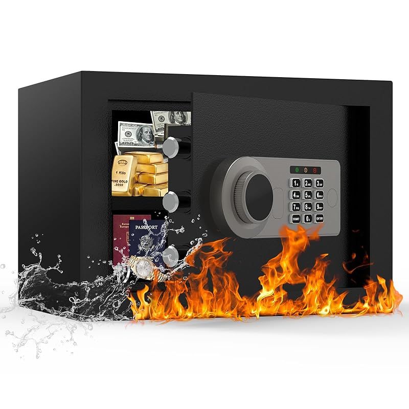 金庫 小型 耐火 耐水|充電ケーブル付き Diyife 電子式 金庫 家庭用 店舗用 保管庫 業務用 パスワード|キー ロック解除 警報アラーム 緊急キー付き 床 壁に固定 現金|宝石| 品ボックス 日本語取扱説明書 22.6L 0