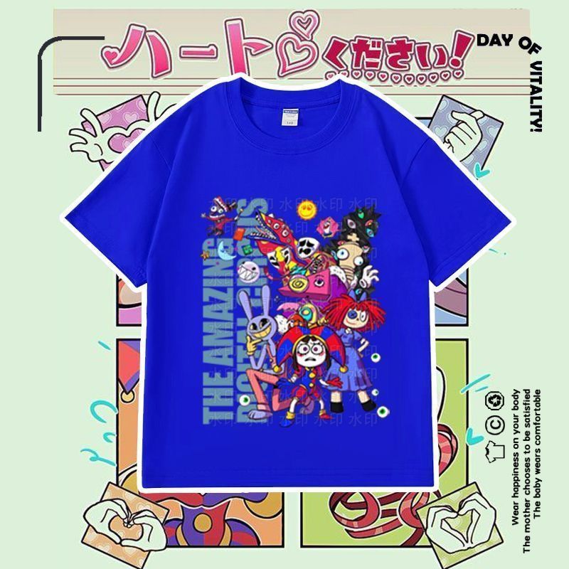 【春夏の新作！The Amazing Digital Circus's T-shirt！】デジタルサーカス 大人 子供 夏 春 半袖 トップス キッズ 子供服  誕生日用品 子供へのギフト ハロウィンクリ スマスギフト パープル/ブルー 100-160cm