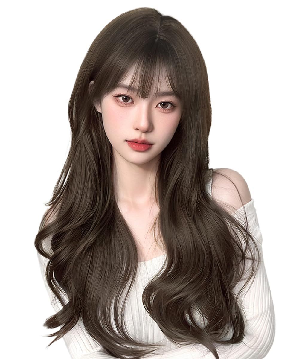 【数量限定】アッシュブラウン 原宿系 ぱっつん 人気 耐熱 小顔 ロングヘアー ファッションウィッグ レディース 女装 wig かつら 茶髪 ウェーブ カール フルウィッグ 巻き髪 ロング Aisiqueensウ