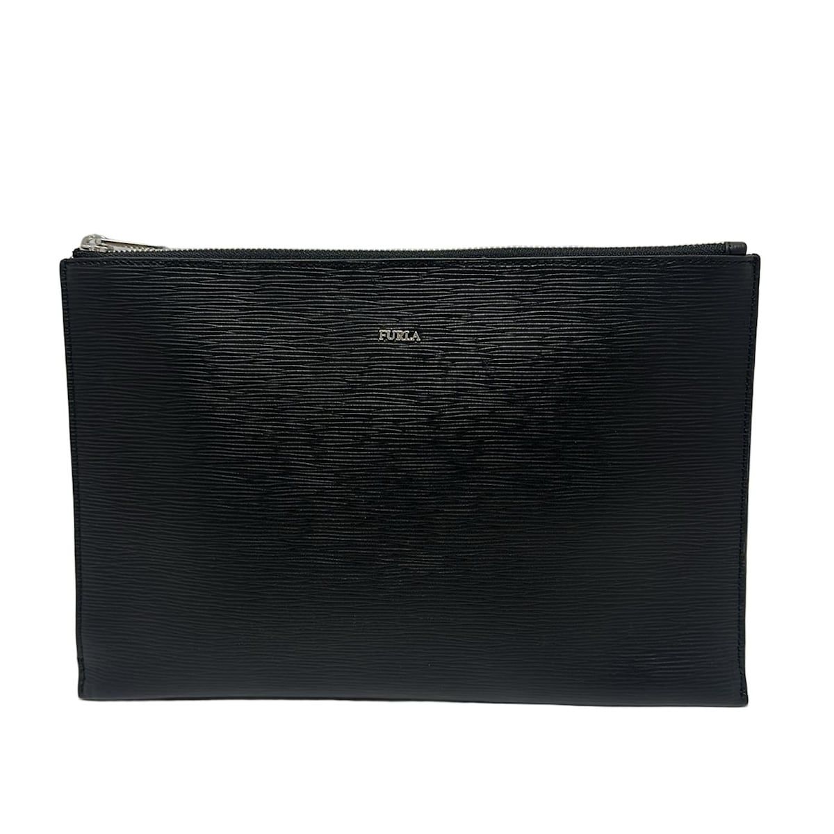 FURLA フルラ クラッチバッグ - 黒×レッド×白 スタッズ レザー