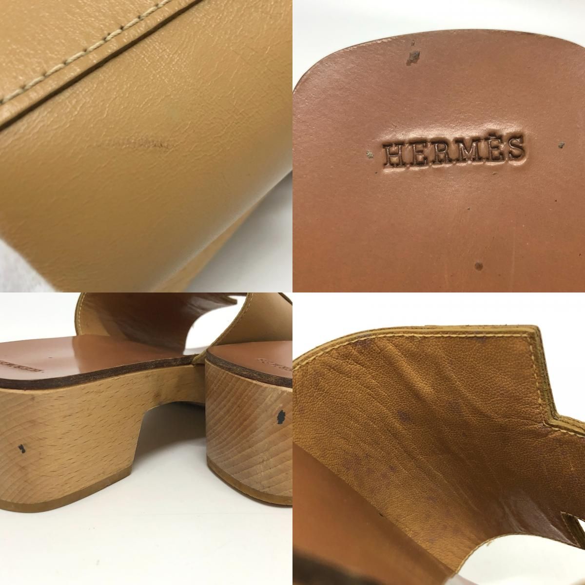 HERMES エルメス サンダル ケブラール レザー/ウッド - メルカリ