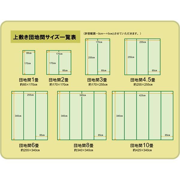 い草 上敷き/ラグマット 【団地間4.5畳 約255×255cm】 正方形 市松