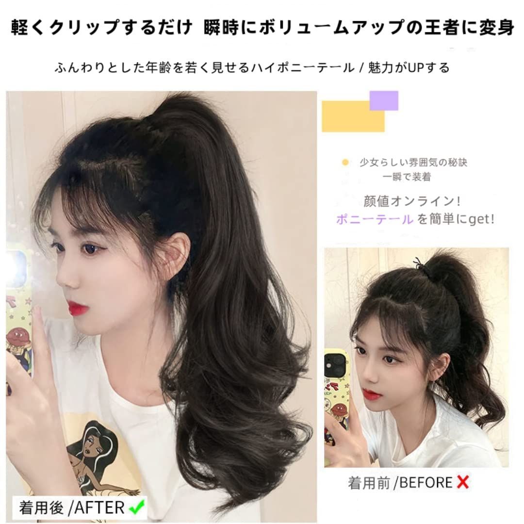 ウィッグ ヘアリング ナチュラルブラック つけ毛 簡単ヘア