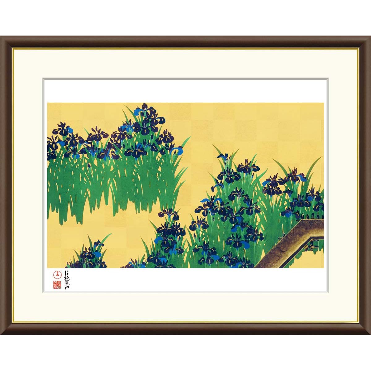 絵画 日本の名画 八ツ橋図屏風 尾形光琳 額入り インテリア