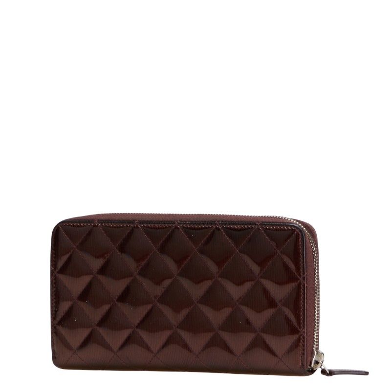 シャネル マトラッセ ココマーク ラウンドファスナー 長財布 パープル エナメル レディース CHANEL 1-0234033