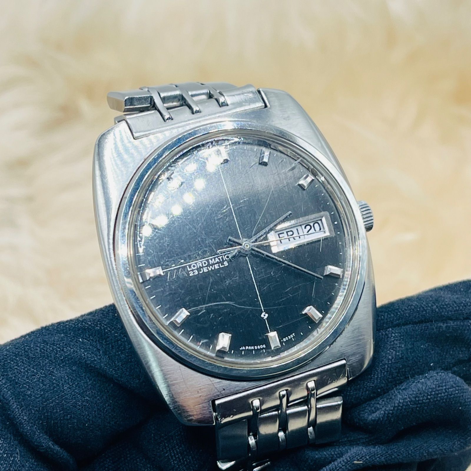 稼働 SEIKO セイコーマチック ブラック文字盤 デイデイト 26石 自動