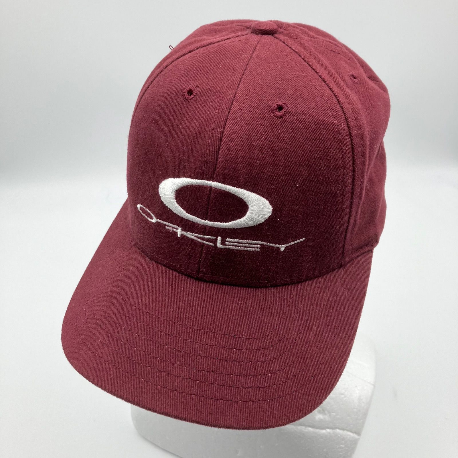90s OAKLEY USA製 オークリー vintage ビンテージ キャップ CAP 帽子 Y2K バーガンディ メンズ ワインレッド  SG66-18