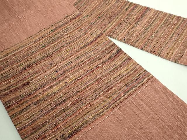 平和屋着物■極上　浦野理一　経節紬　九寸名古屋帯　葡萄色地　逸品　未使用　DZAB1254kh5 平和屋本店□極上 浦野理一 経節紬 九寸名古屋帯 赤白橡色地 逸品