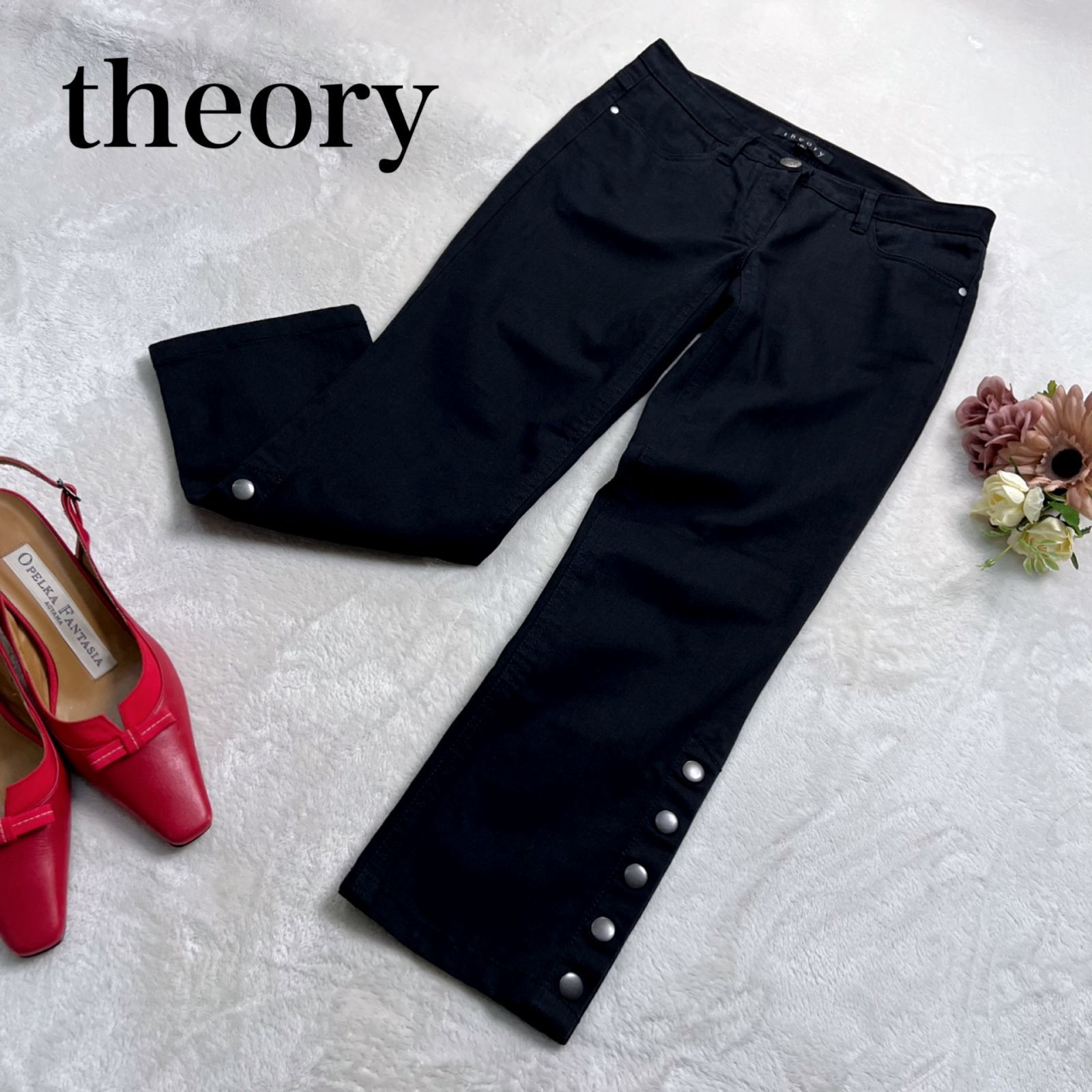 美品 Theory ウールクロップドパンツ ブラック XS 小さいサイズ-