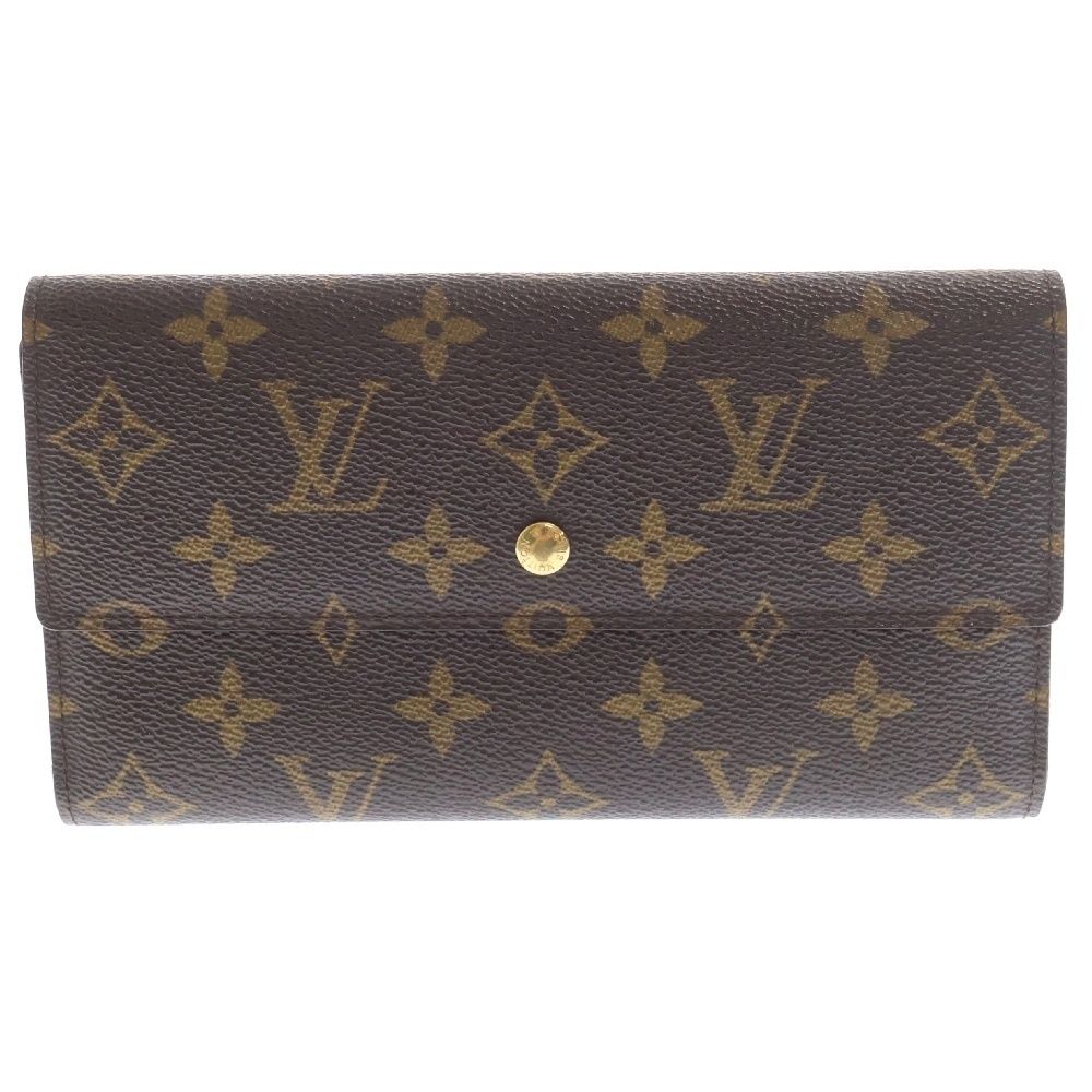 LOUIS VUITTON ルイヴィトン モノグラム ポルトフォイユ インターナショナル 三つ折り長財布 ブラウン レザー M61217