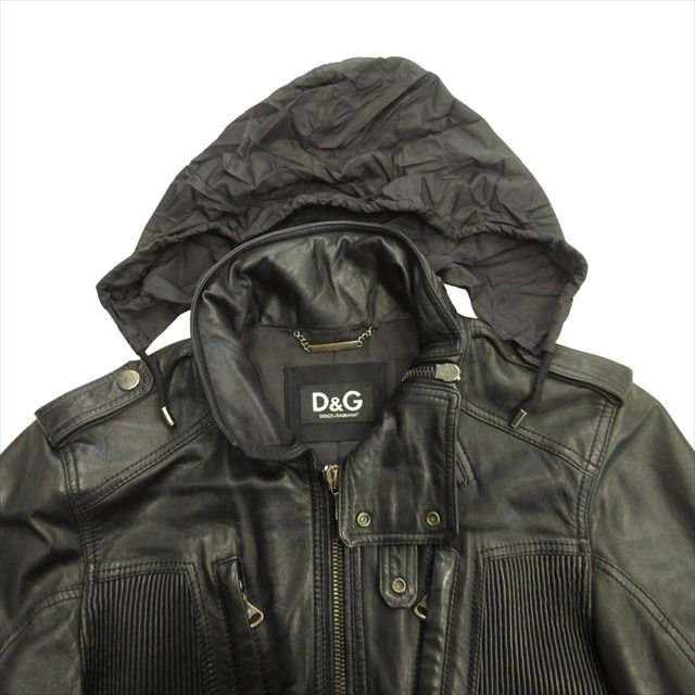 美品✨ DOLCE&GABBANA シングルライダースジャケット ラムレザー 黒 ドルガバ シングルライダース DOLCE＆GABBANA G9386L CA00985