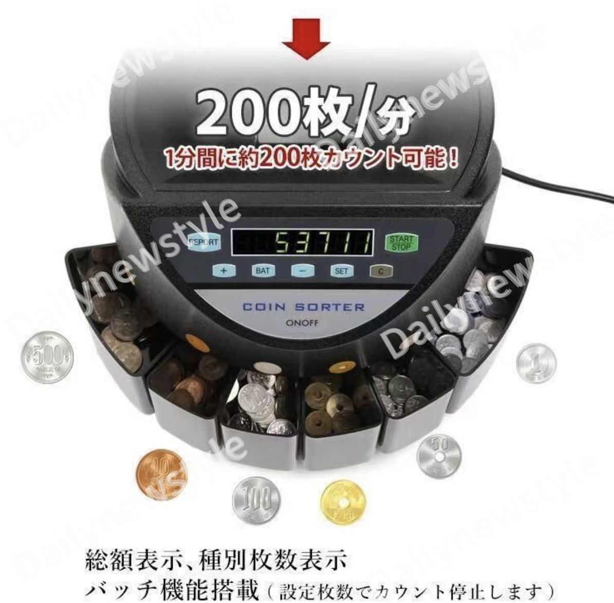 人気推薦◇コインカウンター 自動 硬貨 計数機 電動 高速 コインソーター 選別機 自動計算 正規品 PSE認証済 ベスト