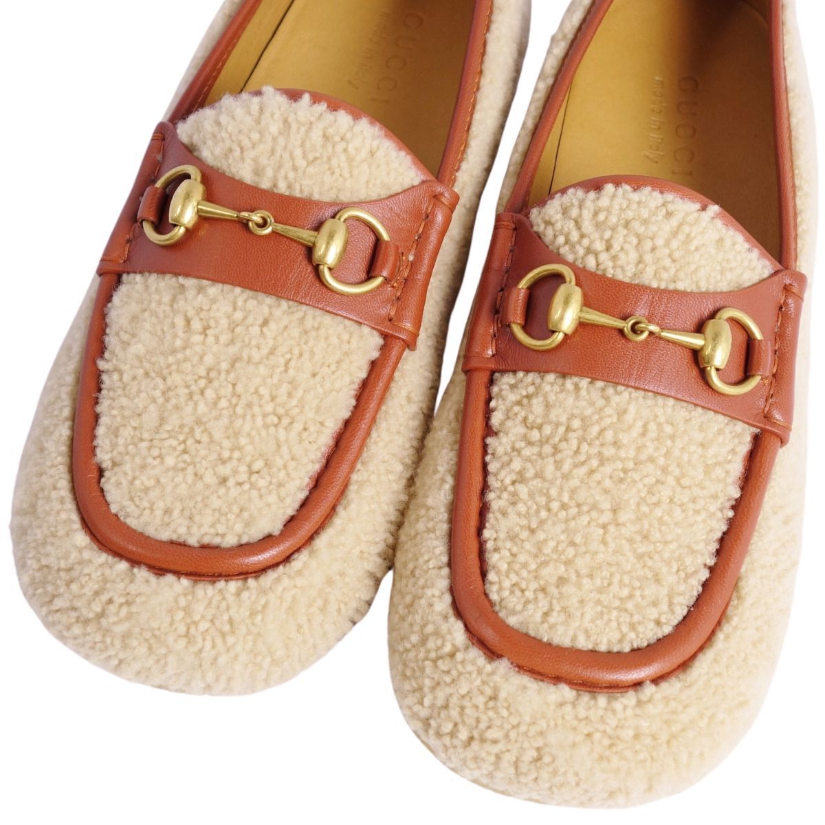 未使用 グッチ GUCCI ローファー モカシン ホースビット ムートン