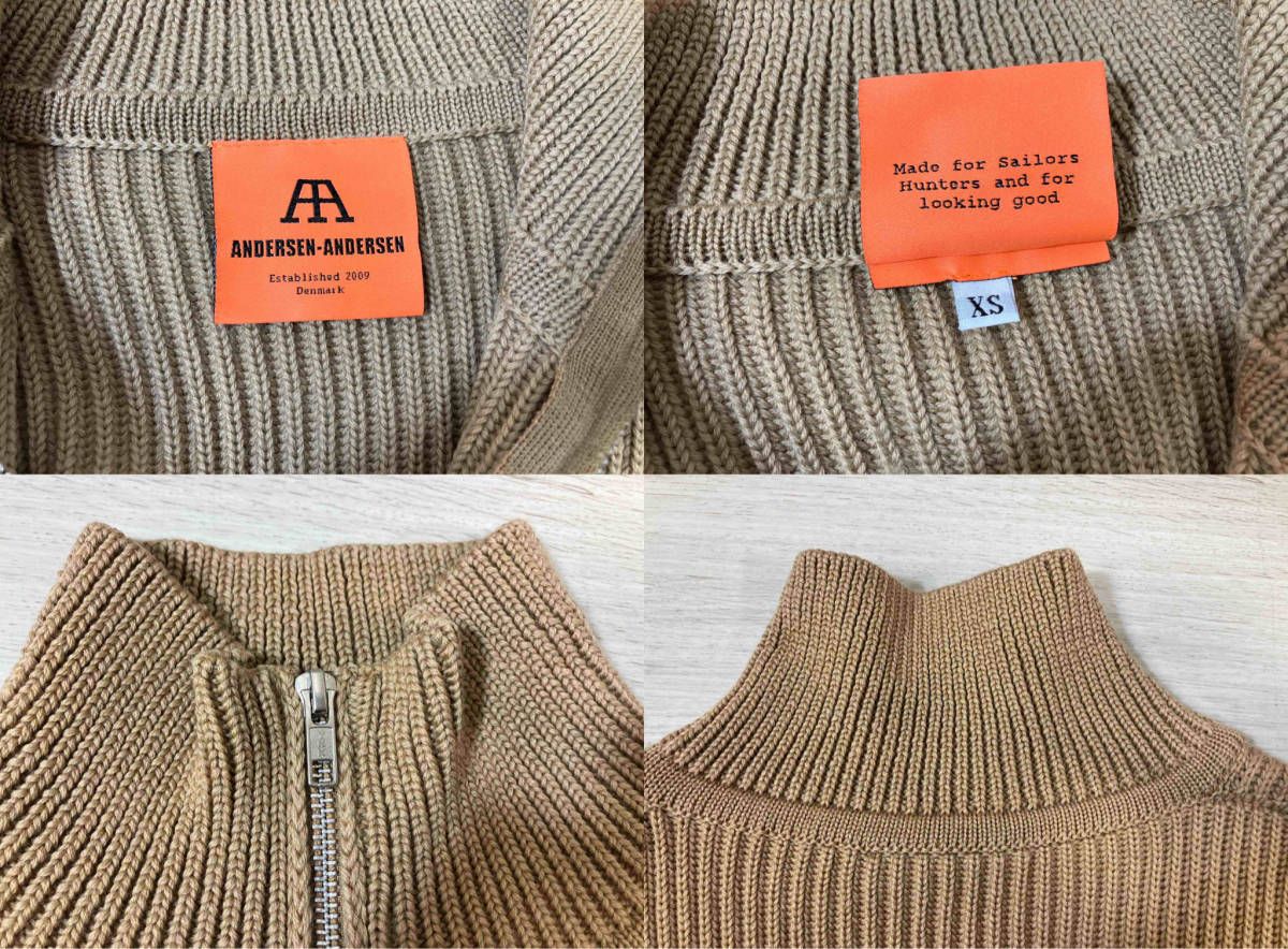 ANDERSEN-ANDERSEN ハーフジップ／ベージュ ニット／サイズXS