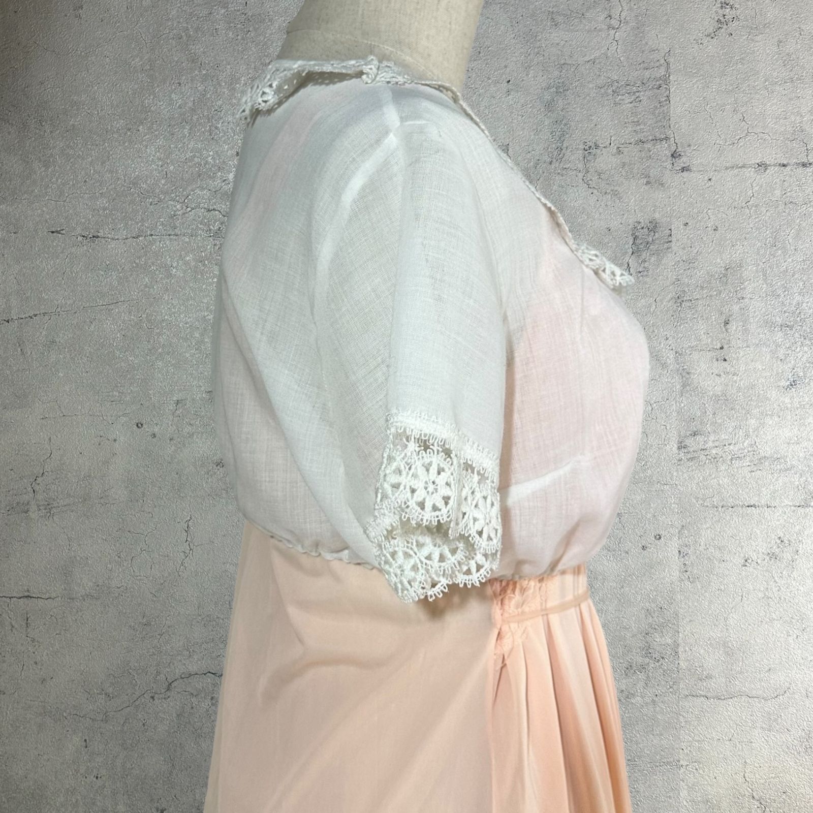Euro vintage(ヨーロッパヴィンテージ) lace tirol shortblouse レースのチロルショートブラウス /ウエストゴム/レースに一部破れ有 S~M程度 ホワイト Euro vintage(ヨーロッパヴィンテージ) lace tirol shortblouse