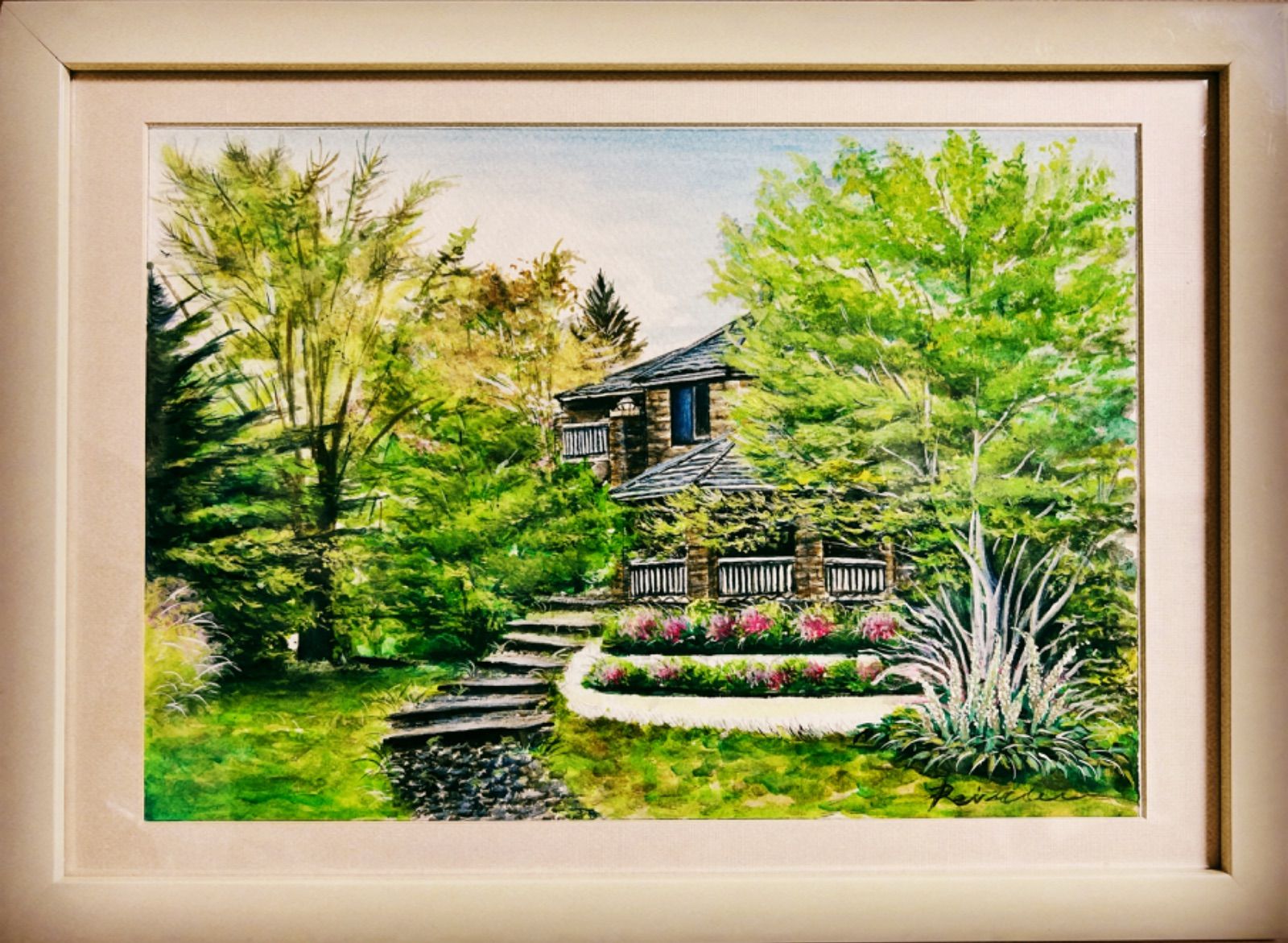 油彩　肉筆　絵画　風景画 美術品　額縁　森林　インテリア 風景画 油絵 絵画 油彩画 肉筆 美術 アンティーク 額縁 額装品