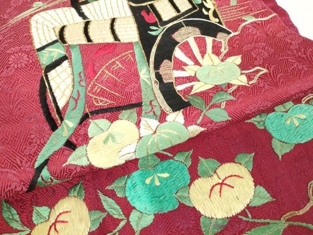 総刺繍 御所車花文