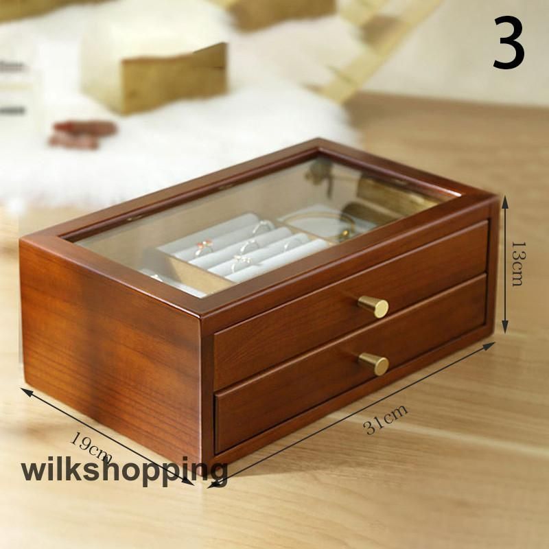 収納ボックス ジュエリーケース 引き出し式 収納ケース アクセサリー ジュエリーボックス アクセサリーケース 木製 宝石箱コンパク シンプル 2段 大容量 896523