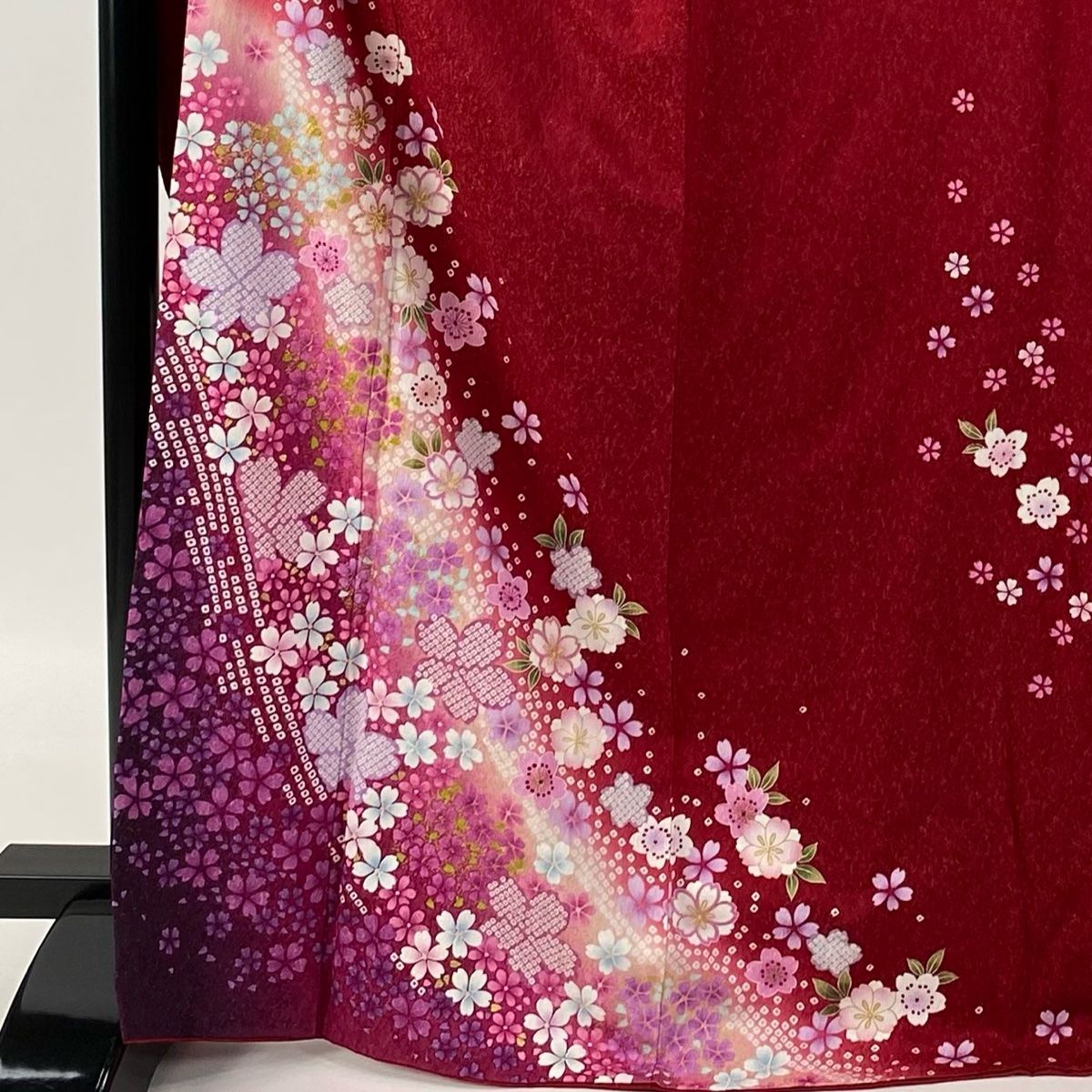 振袖 身丈169cm 裄丈69cm L 袷 桜 金彩 銀通し 赤 正絹 美品
