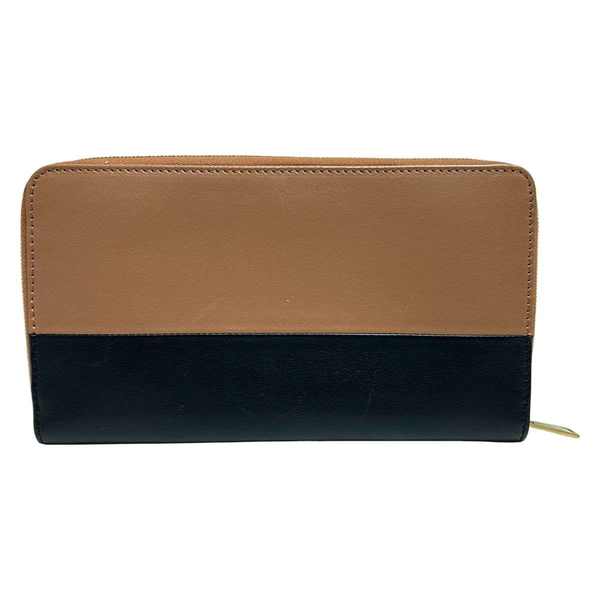 CELINE レザー長財布 ブラウン/ブラック CELINE(セリーヌ) 長財布 - ブラウン×黒 ラウンドファスナー