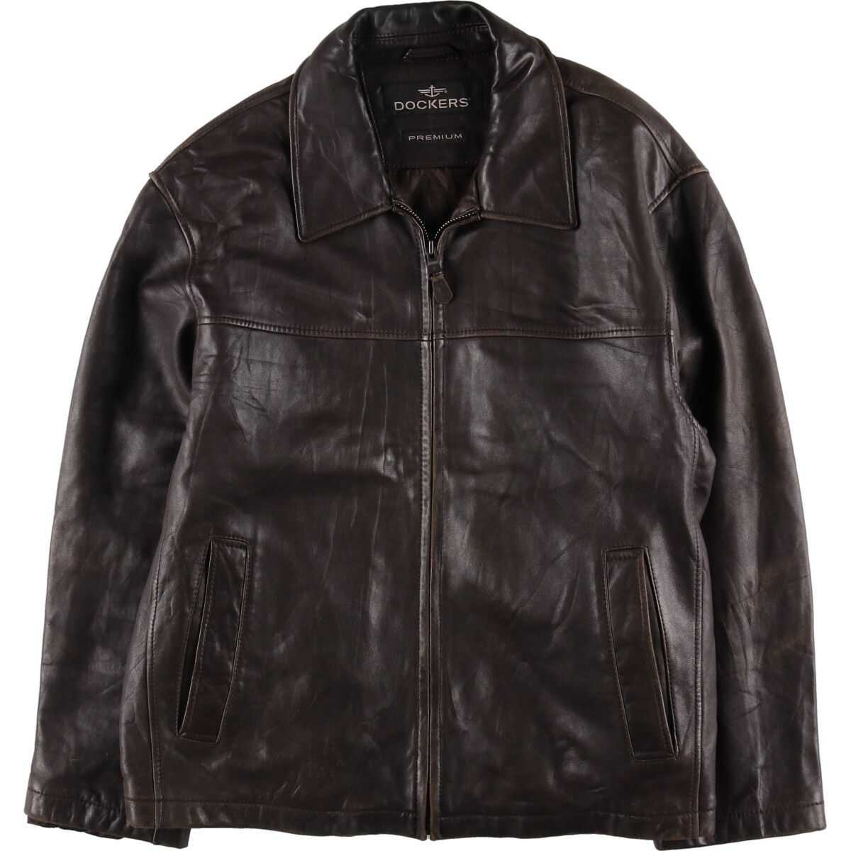 古着 ドッカーズ DOCKERS PREMIUM レザーブルゾンタイプ メンズXL相当  