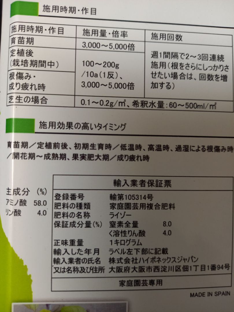 肥料販売届け出済