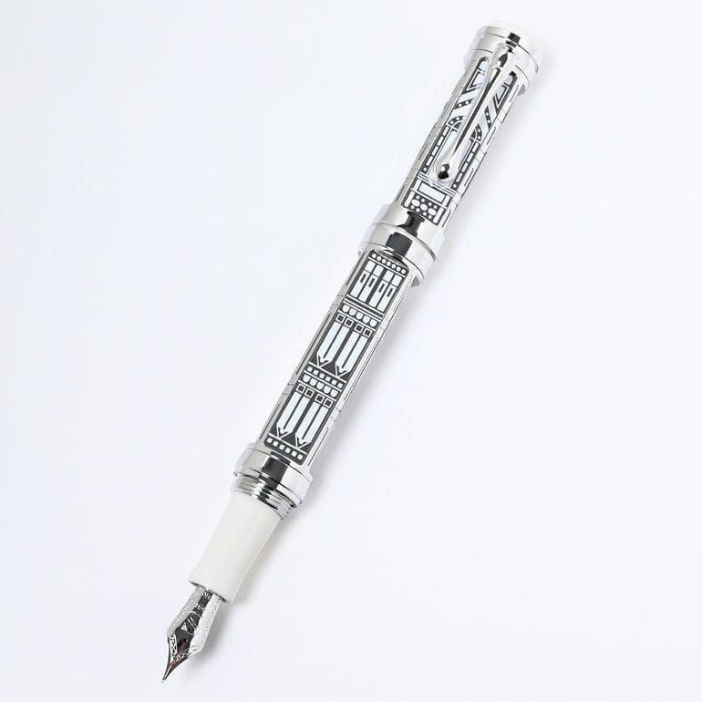 サンティーニ SANTINI 万年筆 ジョットタワー ホワイト×シルバー 日本未発売 世界 88本 筆記具 MADE IN ITALY サンティニ 父の日