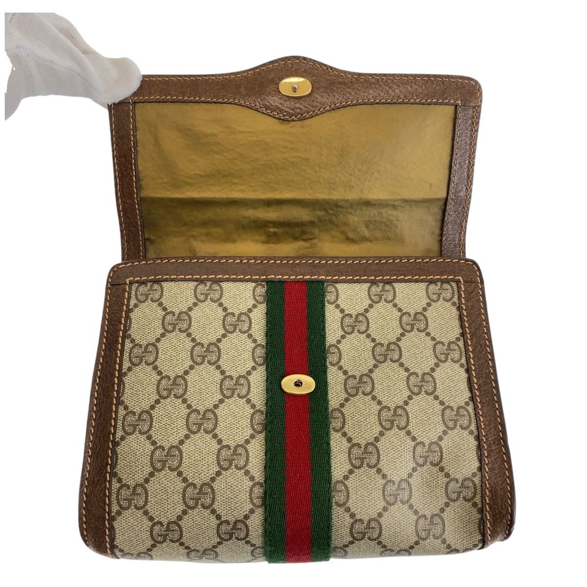 美品 GUCCI グッチ シェリーライン インターロッキング ブラウン