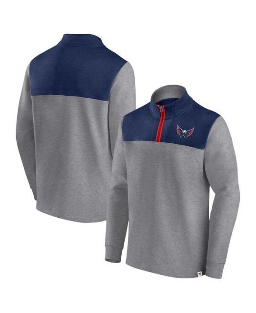 【送料無料】 ファナティクス メンズ ジャケット・ブルゾン アウター Men's Heather Gray Washington Capitals Launch It Quarter-Zip Jacket Heather Gray