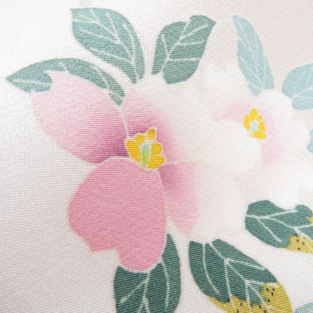 本加賀友禅 訪問着 河江真百美 枝花文様 灰薄紫色 作家物 落款入 正絹