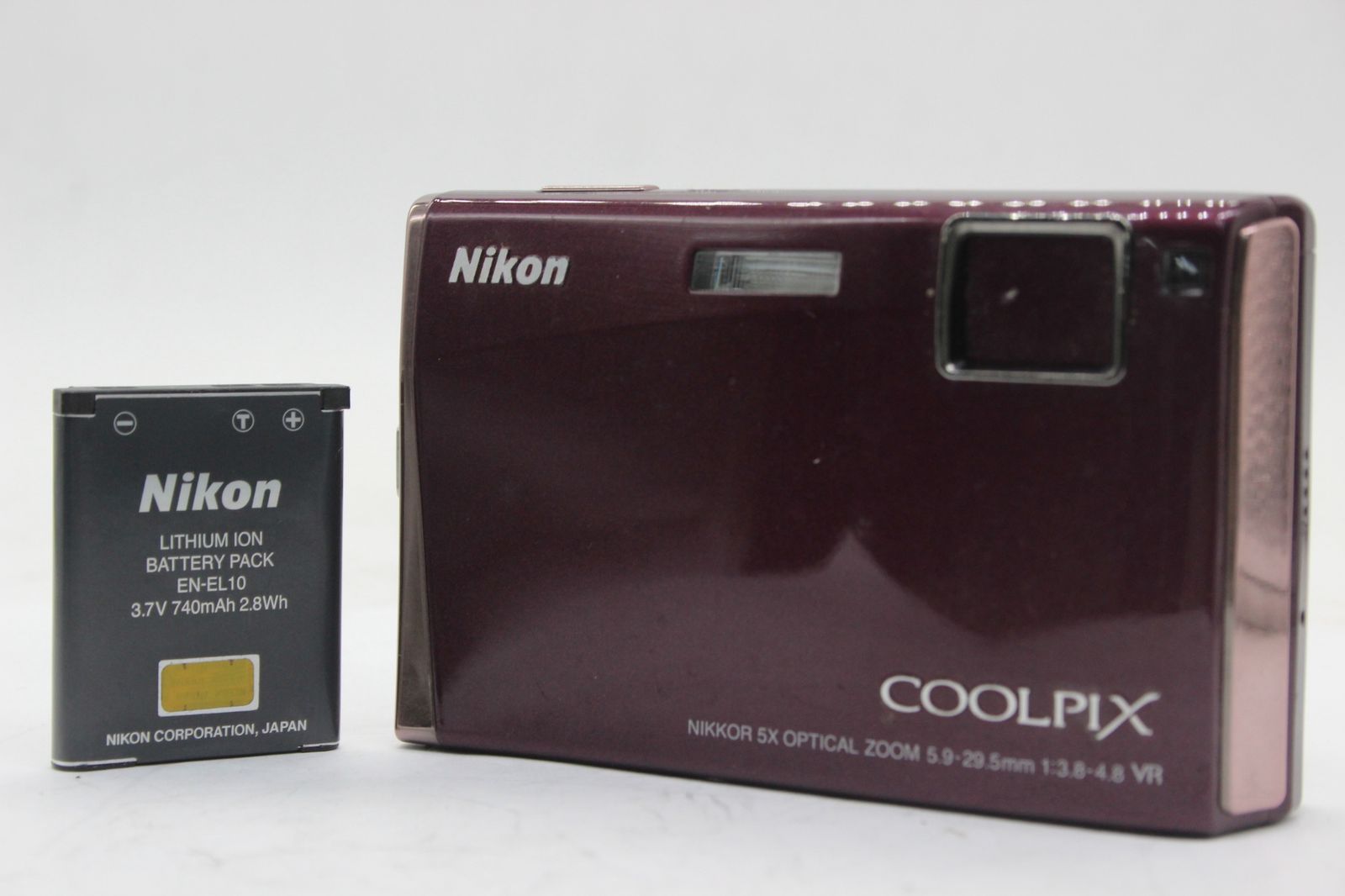 返品保証】 ニコン Nikon Coolpix S60 ワインレッド 5x バッテリー付き ...