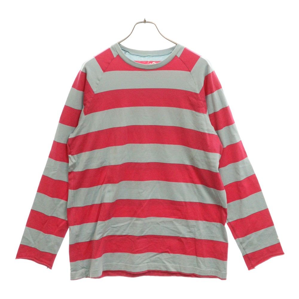 ELECTRIC COTTAGE (エレクトリックコテージ) ボーダー クルーネック長袖Tシャツ ブルー/ピンク